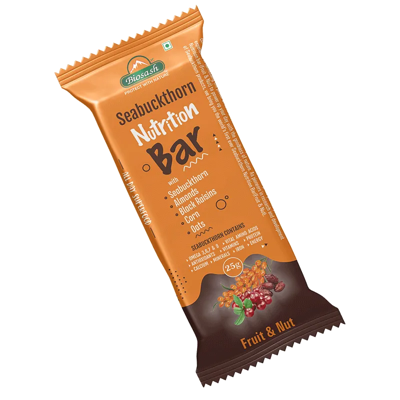 SEABUCKTHORN NUTRITION FRUIT AND NUT BAR (Pack of 2Pieces 25gm each)